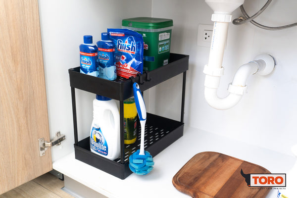 Undersink under cabinet storage bathroom organizer