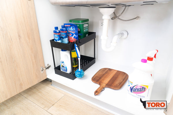 Undersink under cabinet storage bathroom organizer