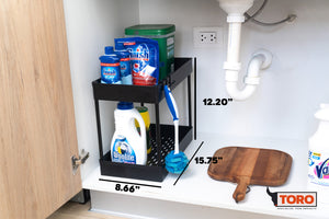 Undersink under cabinet storage bathroom organizer