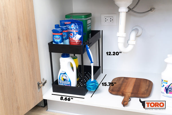 Undersink under cabinet storage bathroom organizer
